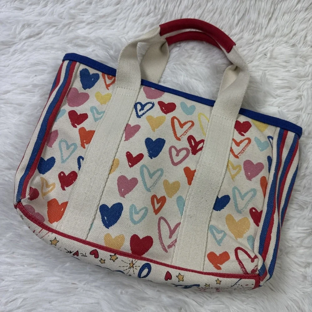 Brighton Red White & You Mini Tote Hearts LOVE Patch Crossbody Canvas Bag